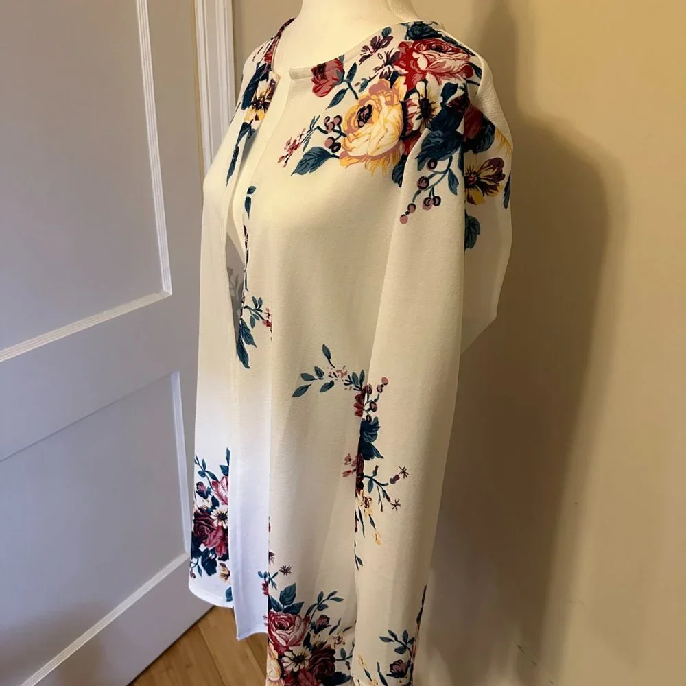 NWOT- SHEIN - Floral Print Open Front Coat - Size L - Picture 6 of 12